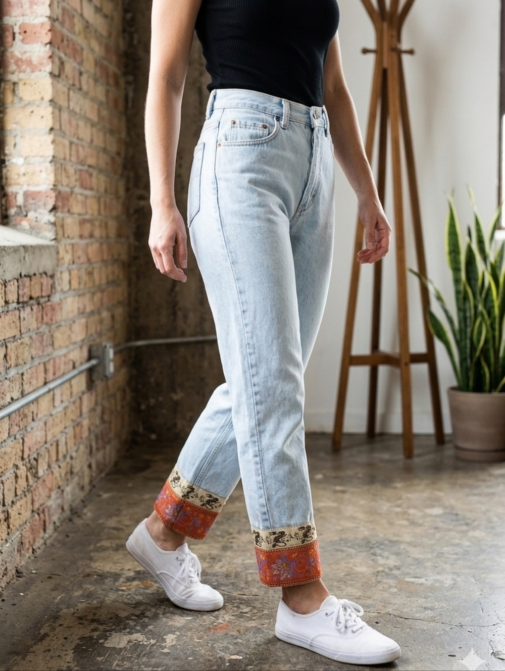 Vtg London Jean Victoria Secret Dragon Tapestry Hem 2